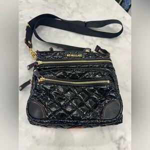 MZ Wallace Black Quilted Crossbody Bag with Adjustable Strap